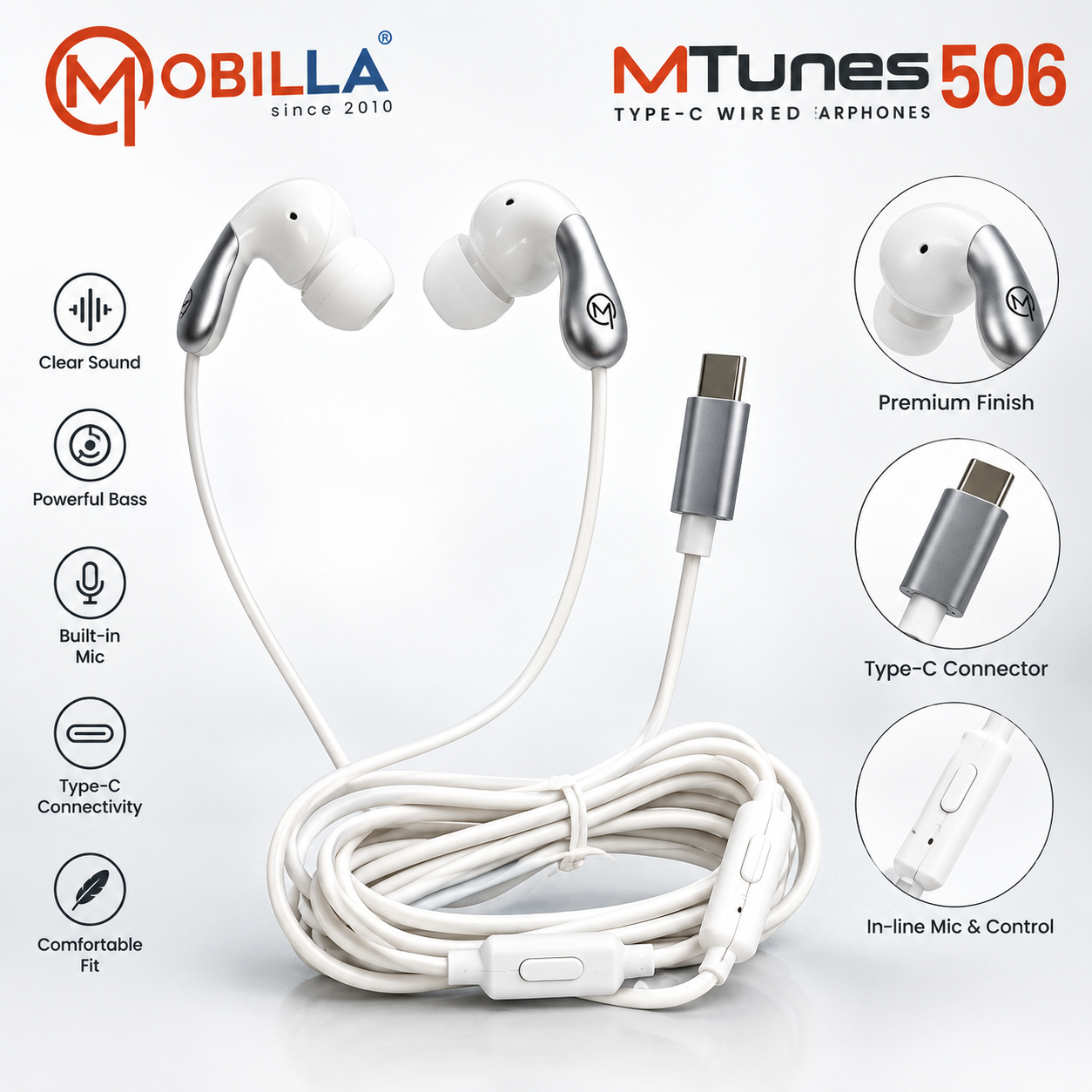MoBILLA Type - C Wired Earphone | Mobilla MTunes506 | Mobilla