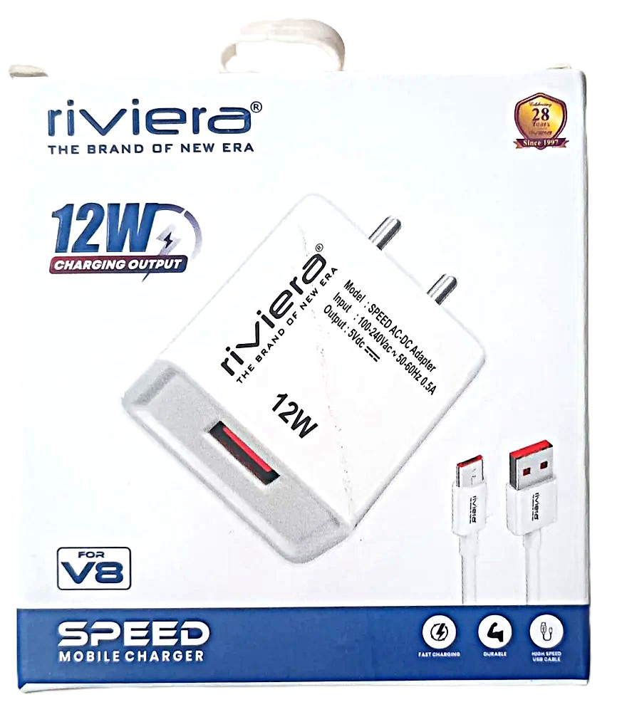 12W Riviera Speed V8 Mobile Charger | super fast 12w typev8 charger with cable