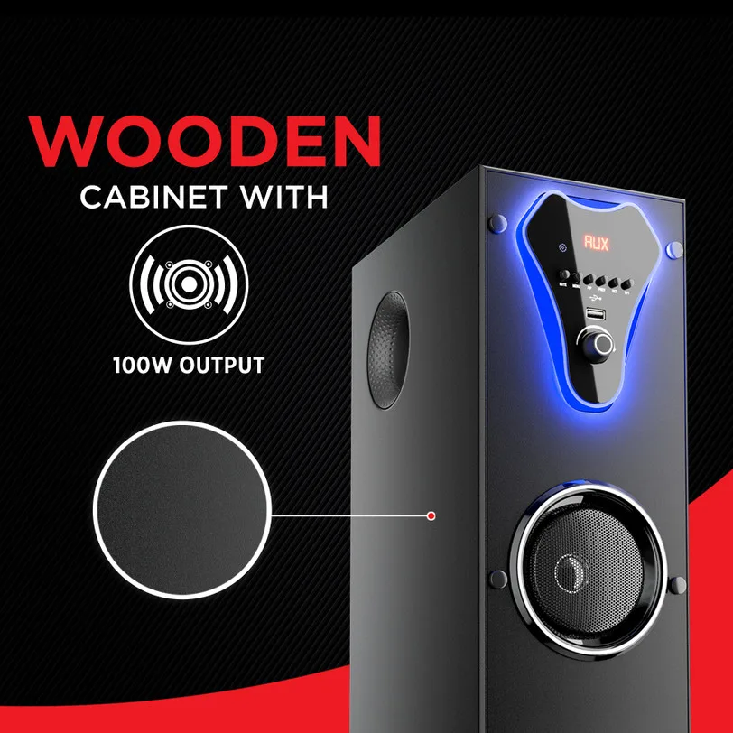 Intex Single Tower Speaker Thunder 1000 100 W Bluetooth Tower Speaker (Black, 2.1 Channel)
