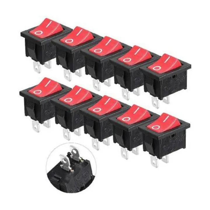 2 Pin ON/OFF I/O SPST Snap in Mini Rocker Switch (Pack of 10) Educational Electronic Hobby Kit Electronic Components Electronic Hobby Kit