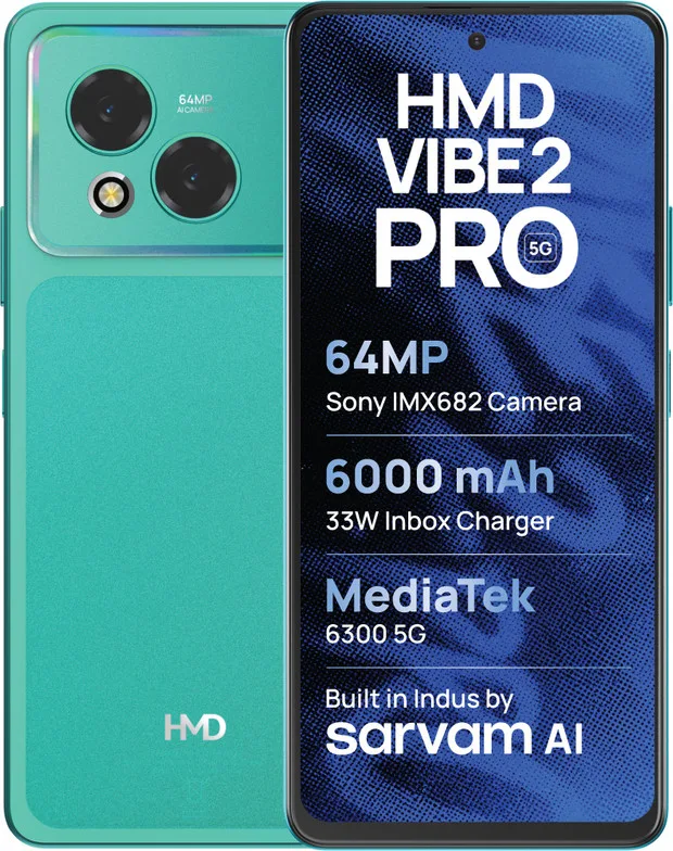 HMD Vibe2Pro 5G with Sarvam AI (Silver Mist, 128 GB) (8 GB RAM)
