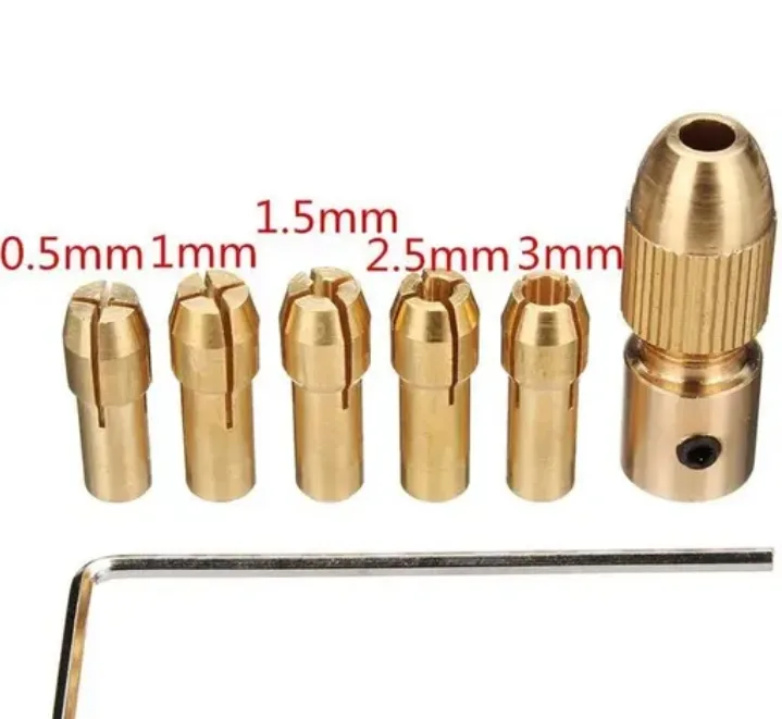 DEKORA mini motor drill chuckDrill Bits Shank Metal Drill Chuck Collet Bits Rotary with Screw, 3.17 mm, Set of 7 Electronic Components Electronic Hobby Kit