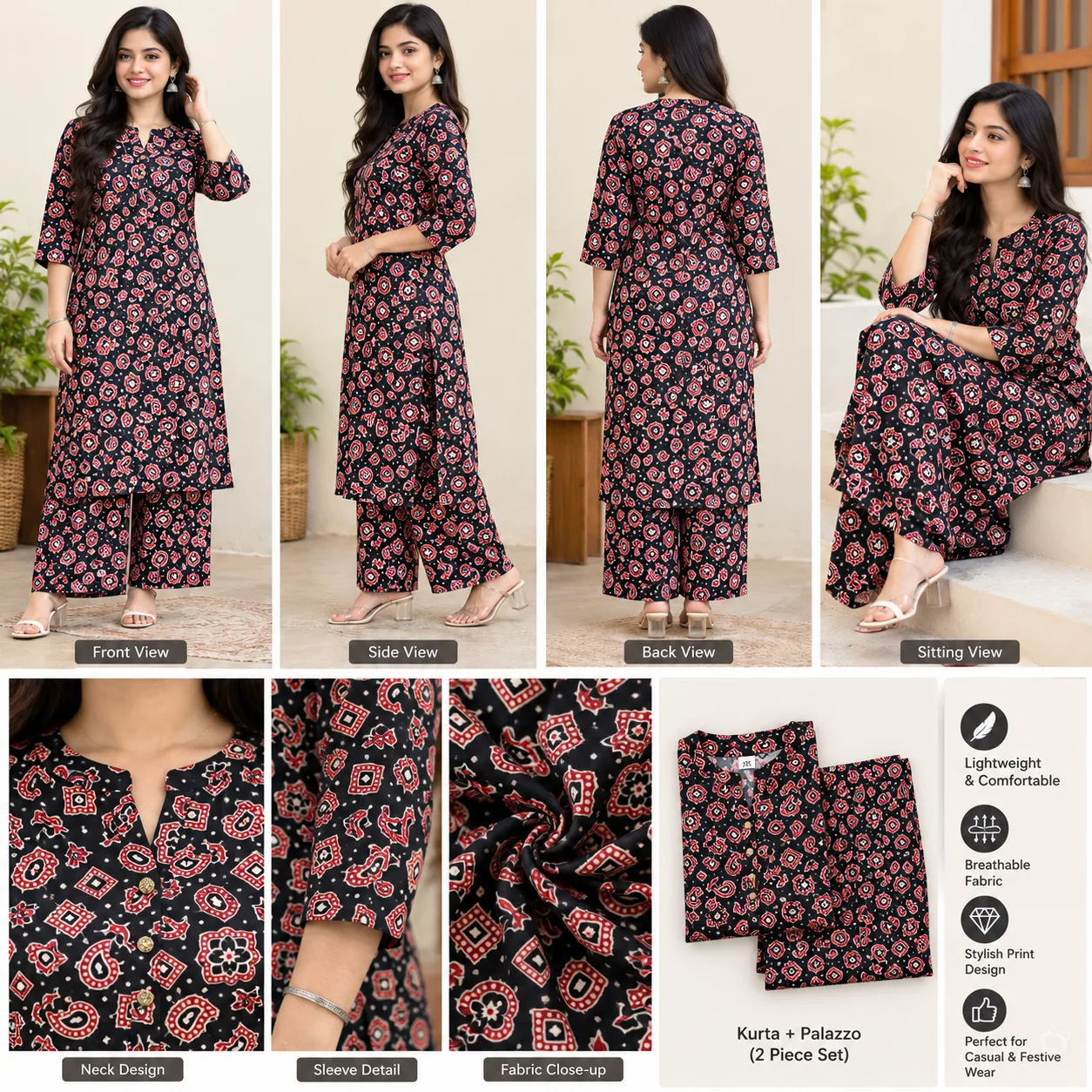 Kurti Pazo Set Two Pich Buti Print Size - XXL