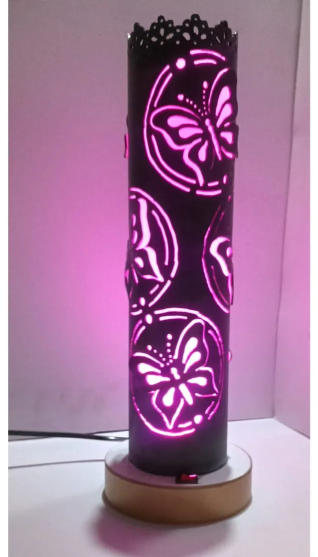 DEKORA buterfly NIGHT LAMP Product: Night table lamp Boddy Coloure: black, Coloure Function: multi colour automatic changing colour Coloure Type: 7 colour Volt: 220/240 Watt: 9 Plog Type: Two Pin Body colour