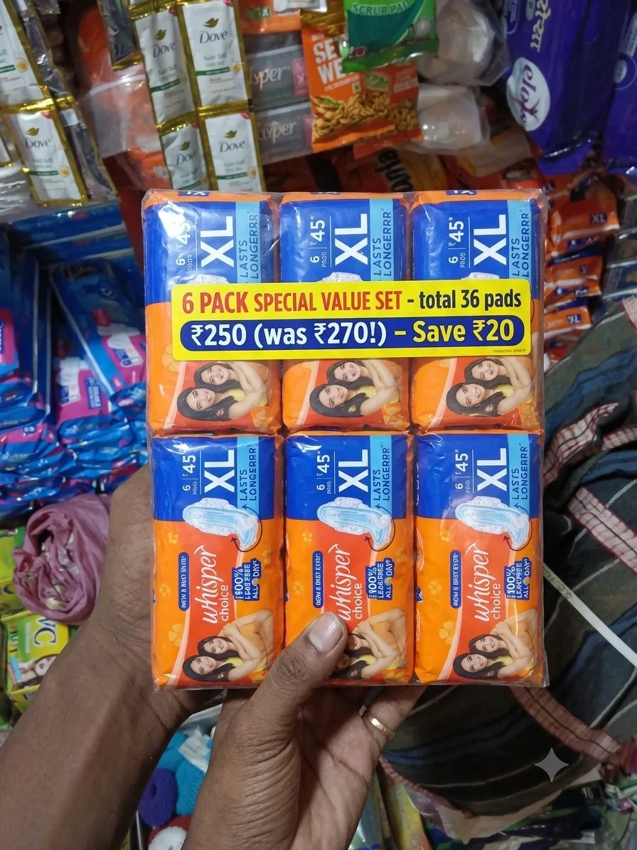 Whisper Choice XL Sanitary Pads  6 pic paket
